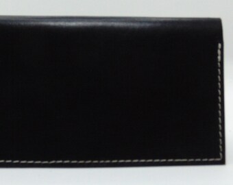 Handmade Black Leather Checkbook Cover