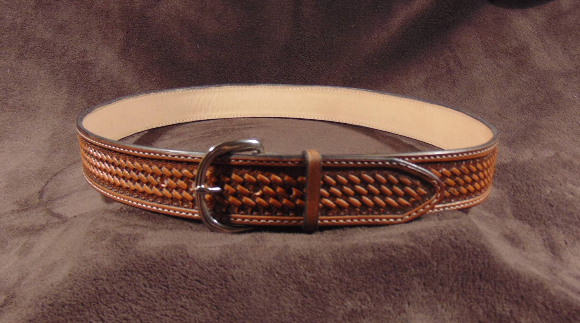 HandTooled Brown Leather Western Belt Basket Stamp 1 1/4 Etsy