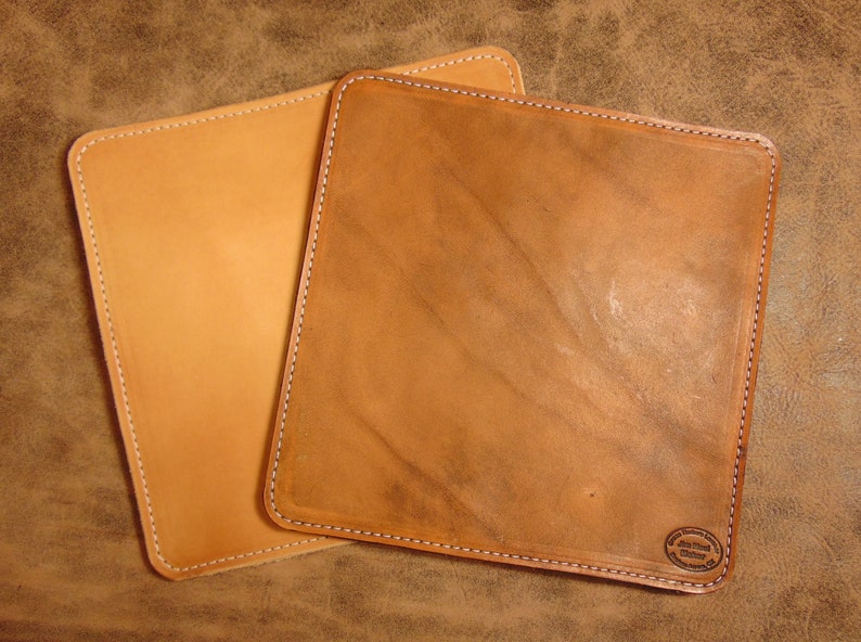 Handmade Leather Mouse Pad With Suede Base and Stitching Etsy