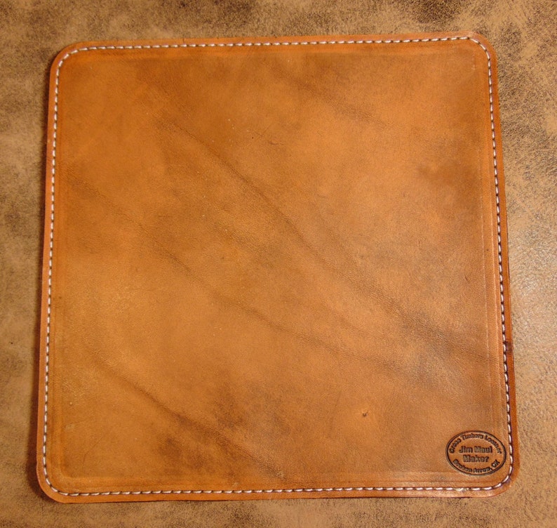 Handmade Leather Mouse Pad With Suede Base and Stitching Etsy