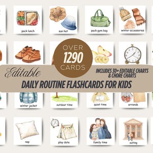 1290+ Editable Kids Daily Routine Cards | Daily Visual Schedule | Chore Chart for Kids, Daily Rhythm Schedule