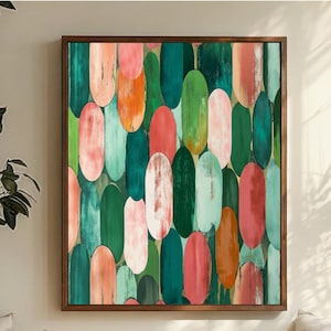 Green and Pink Abstract Art, Pink and Green Art Print Colorful Abstract Wall Art for a Bedroom Abstract Art for Kitchen Abstract Wall Art
