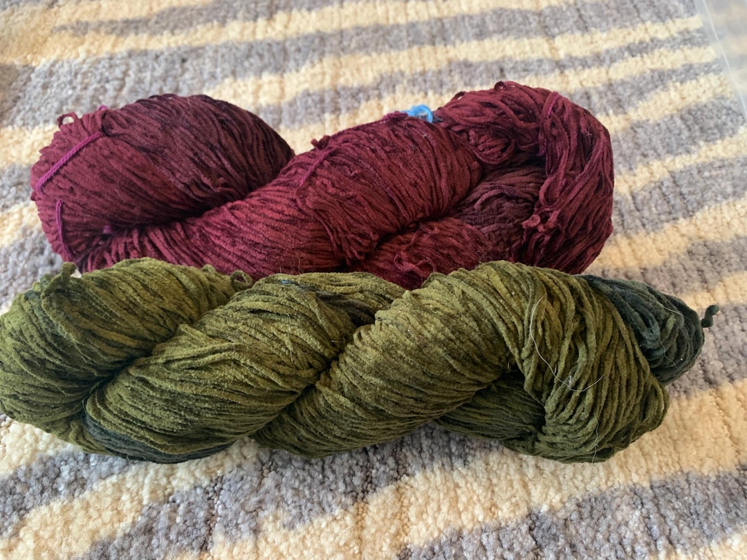 SALE! Lot of Two Blue Heron Yarns! Cotton Chenille Hand Dyed in the ...
