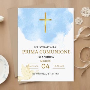 INVITO comunione ELEGANTE MINIMAL - Invito digitale per comunione invito stampabile,whatsapp, editabile template canva
