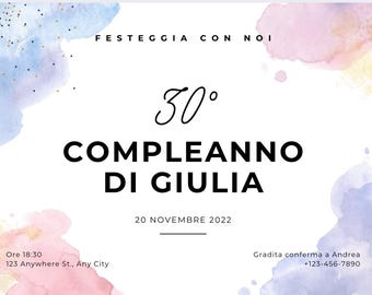 INVITATION Birthday Party ELEGANT MINIMAL - Digital invitation for birthday party printable invitation, whatsapp, editable template canva