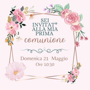 INVITO per comunione ELEGANTE MINIMAL Invito digitale per comunione, invito stampabile,whatsapp, editabile template canva