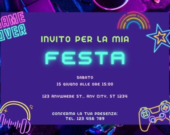 INVITATION BIRTHDAY PARTY DIGITAL INVITATION for birthday party, printable invitation, whatsapp, editable template canva