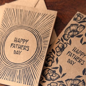 Tarjetas del Día del Padre hechas a mano en linóleo