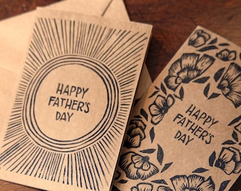 Handmade Linocut Father's Day Cards