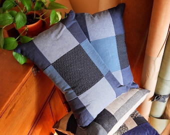 Indigo Pieced Pillow Cover