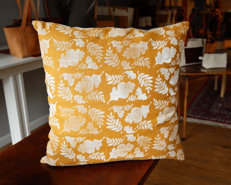 Block Printed Pillow Cover Goldenrod
