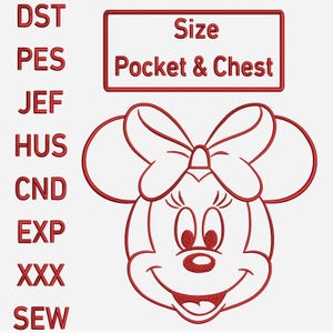 Minnie Mouse Embroidery Design | Cartoon Character Embroidery | Disney Character Embroidery | Cute Minnie Embroidery | For Pocket & Chest