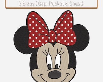 Digitized Embroidery Minnie Design | For Embroidery Machines | Minnie Mouse Embroidery Design | Minnie Embroidery | For Cap, Pocket & Chest