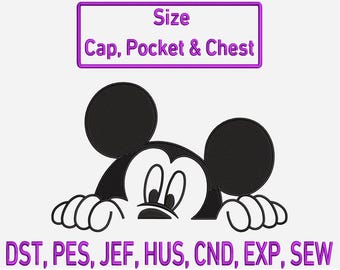 Peekaboo Mickey Mouse Embroidery Design | Disney Outline (Digital Download)