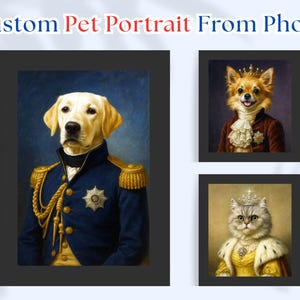 Custom Royal Pet Portrait: Regal Dog & Cat Art (Digital File)