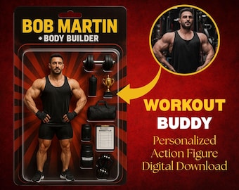 Custom Gym Action Figure Portrait: Personalized Bodybuilder Gift (Digital Download)