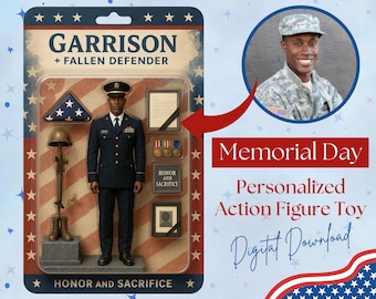 Custom Military Action Figure Portrait: Patriotic Veteran Gift (Digital Download)