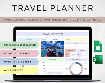 Ultimate Travel Planner Spreadsheet: Vacation Budget & Itinerary (Google Sheets Digital Download)