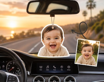 Custom Photo Car Air Freshener, Personalized Pet Face Air Freshener, Custom Picture Car Freshie, Cute Hanging Car Accessory Gift