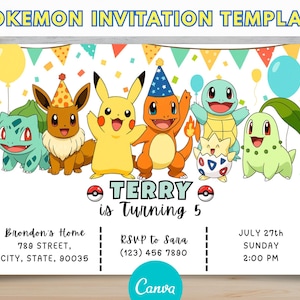 Pokemone Birthday Boy Invitation | Pokemone Birthday Invitation | Printable Birthday Party Invitations | Digital Kids Party Invite
