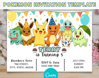 Pokemone Birthday Boy Invitation | Pokemone Birthday Invitation | Printable Birthday Party Invitations | Digital Kids Party Invite