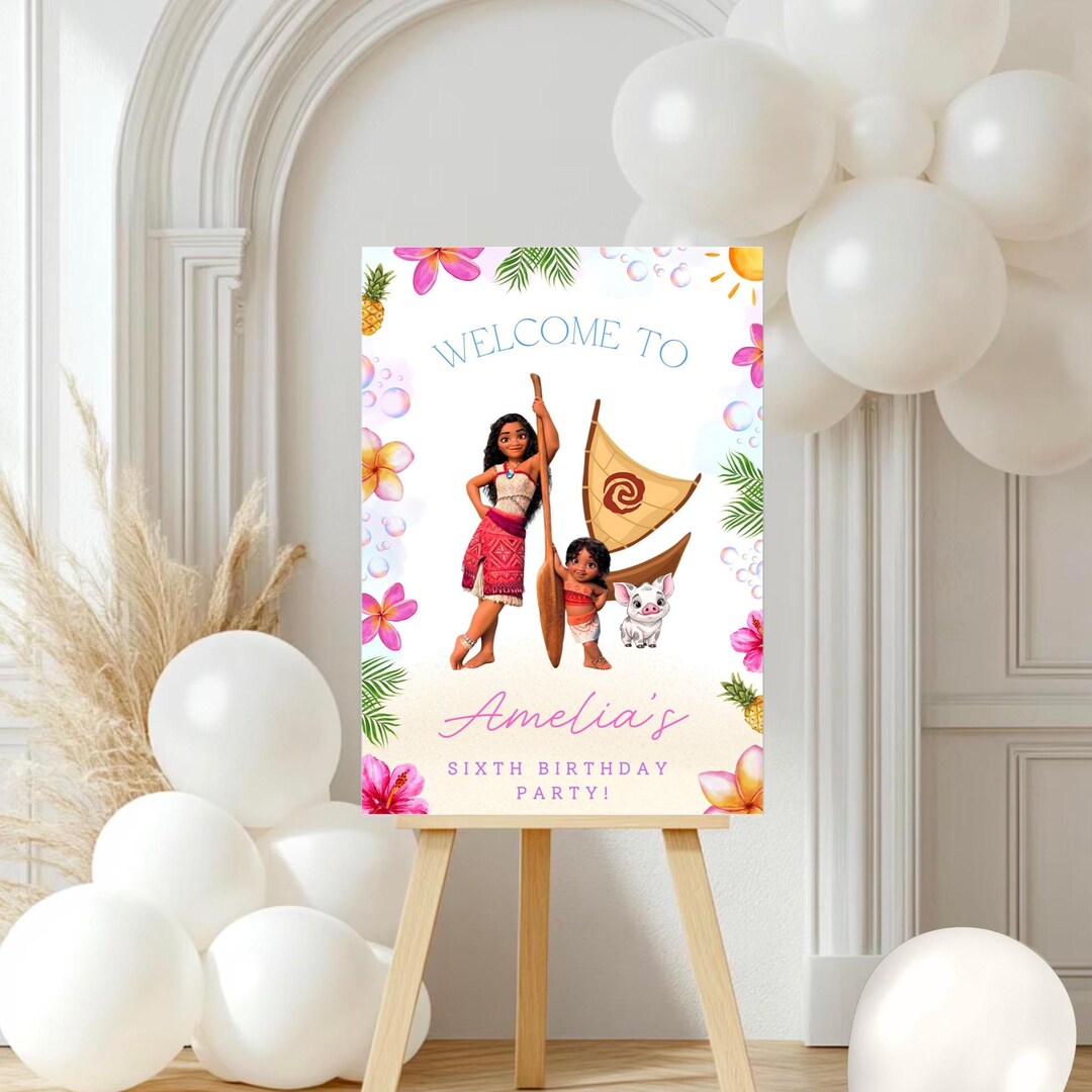 Editable Moana Welcome Sign: Birthday Party Decor (digital Download A1 ...
