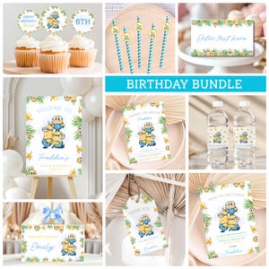 Minions Birthday Party Decor Bundle: Editable, Despicable Me Theme (Digital Download)