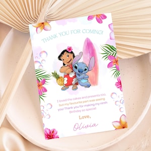 Lilo und Stitch Dankeskarte, Stitch Geburtstag, Lilo stitch Party, Stitch Karte, Stitch Geburtstag, Stitch Watercolor Bearbeitbare Dankeskarte