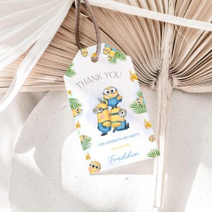 Minions Party Favor Tags: Editable Despicable Me Birthday Gift (Digital Download)