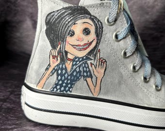 Coraline X Outra Mãe Design Converse Pintado à Mão