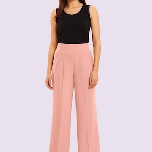 Vintage 80s High Waisted Plaid Trousers: Dull Pink Stirrup Pants