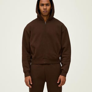 Men&#39;s Brown Hoodie Jogger Set: Stylish Winter Activewear