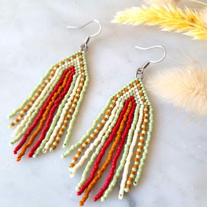 Miyuki beaded fringed earrings