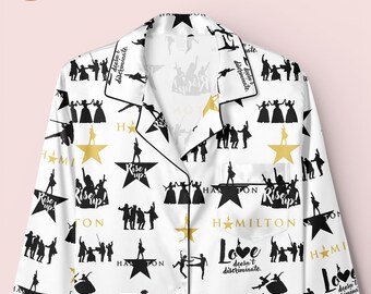 Hamilton Musical Satin Pajamas, Broadway Theater Pajamas, Musical Sleepwear, Alexander Hamilton Pajamas Set, Hamilton Fan Gift