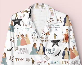 Hamilton Musical Pajama, Broadway Theater Sleepwear, Alexander Hamilton Eliza PJs, Revolutionary Nightwear, Gift for Him and Her