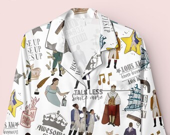 Hamilton Musical Pajama Set, Broadway Theater Sleepwear, Alexander Hamilton Eliza PJs, Revolutionary Nightwear, Gift for Him and Her