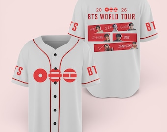 BTS World Tour 2026 Signature & Portrait Baseball Jersey, Custom Baseball Jersey For Teen Girl Women Baseball Kpop Fan
