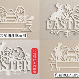 Monograma de Páscoa em Papel Recortado SVG – Design de Recorte em Papel para Cricut - Arquivos Digitais Dia das Mães