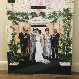 Custom hand painted wedding portrait, family portrait illustration,  cartoon portrait, wall art, home decorBirthday giftChristmas Gift
