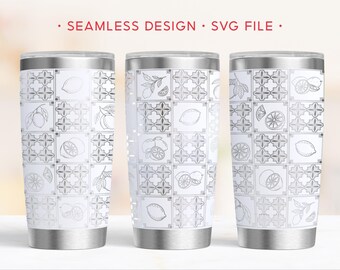 Mediterranean Lemon 20oz Tumbler Wrap, Italian Summer Engraving Wrap, SVG Laser Rotary