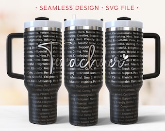 Teacher Words 40oz Tumbler Wrap, Laser Engraving File, SVG Laser Rotary