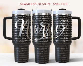 Nurse Words 40oz Tumbler Wrap, Laser Engraving File, SVG Laser Rotary