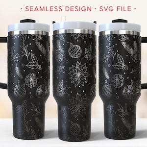 Christmas Pattern 40oz Tumbler Wrap, Holiday Engraving Wrap, Winter Laser SVG