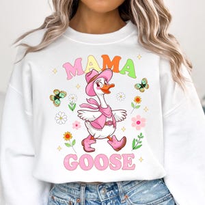Floral Mama Goose PNG, Mother&#39;s Day Sublimation Design, Trendy Digital File
