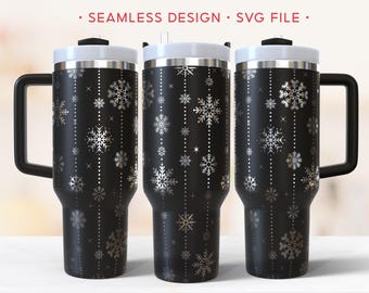 Snowflake 40oz Tumbler Wrap, Christmas Engraving Wrap, Winter Laser SVG