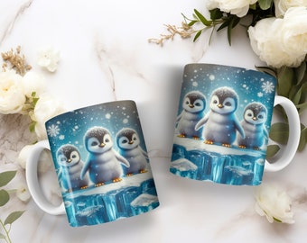 15oz. Three Little Penguins on Ice Coffee Mug