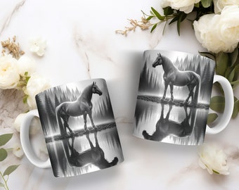 Black and White Horse Photograph Coffee Mug, 11oz., 15oz.