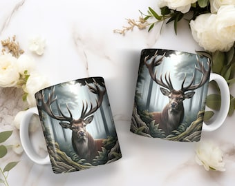 Deer in the Woods Coffee Mug, 11oz., 15oz., Stag, Buck