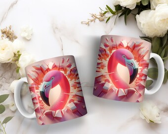 15oz. Pink Flamingo in the Wall Coffee Mug