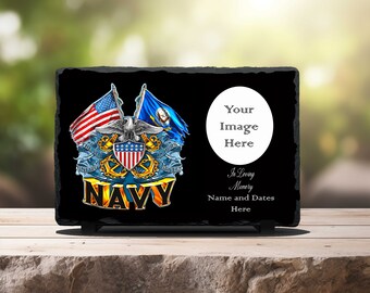 Navy Memorial Keepsake Slate Stone Plaque, Home Decor